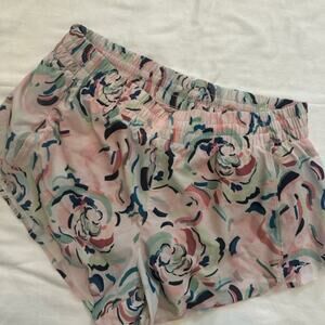 Athleta Printed Hustle 3" Shorts Medium Pastel Floral Athletic Running Shorts
